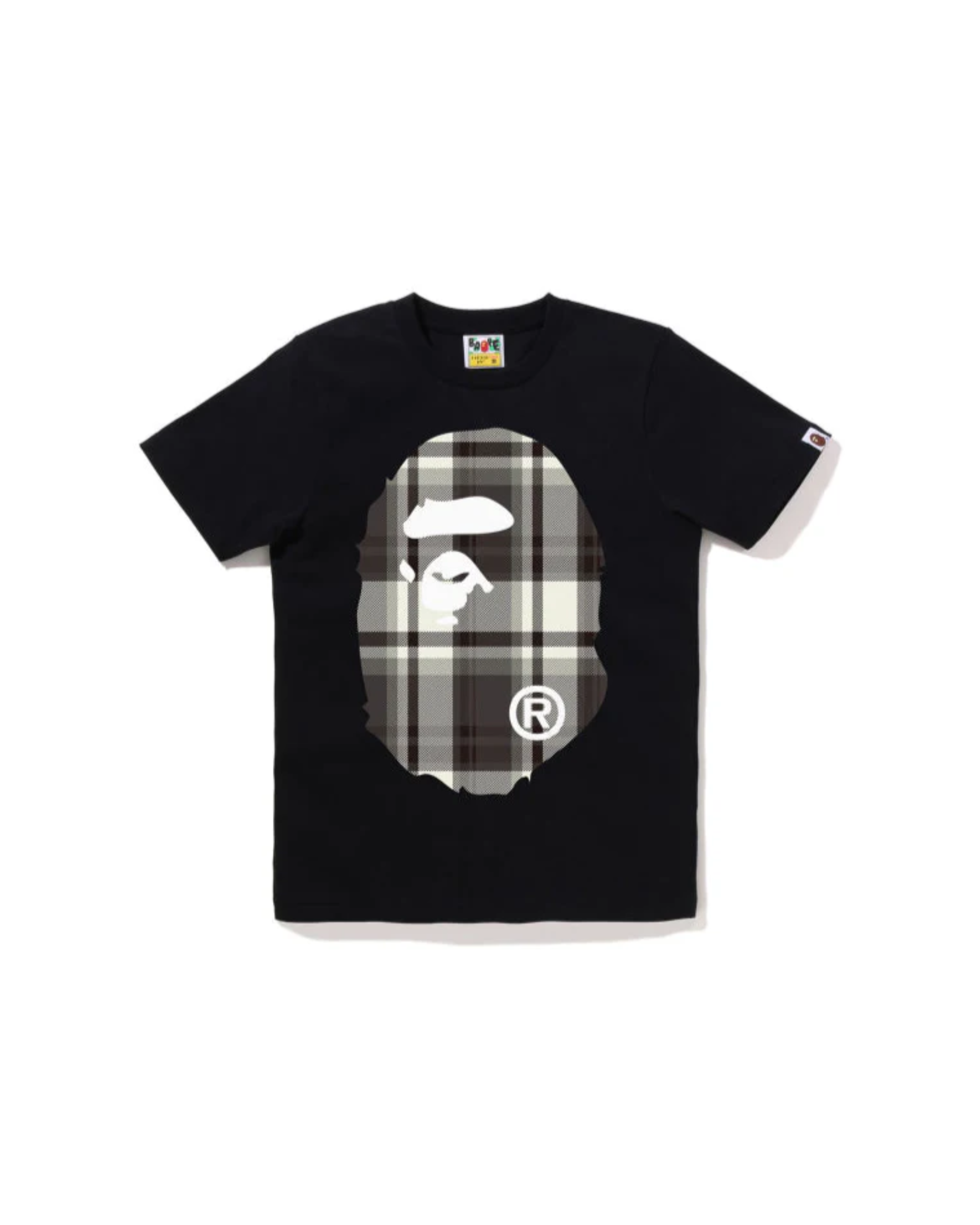 BAPE Checked Big Ape Head Tee Black/Grey