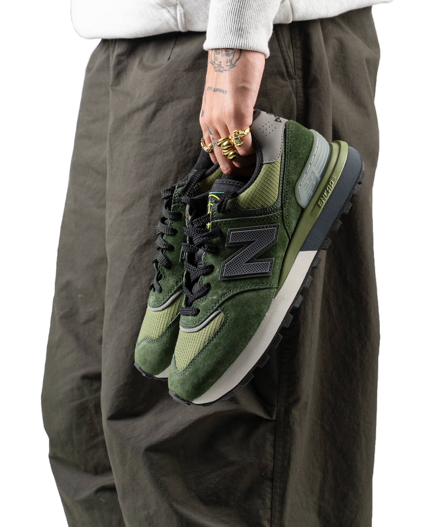 New Balance 574 Legacy Stone Island Dark Green