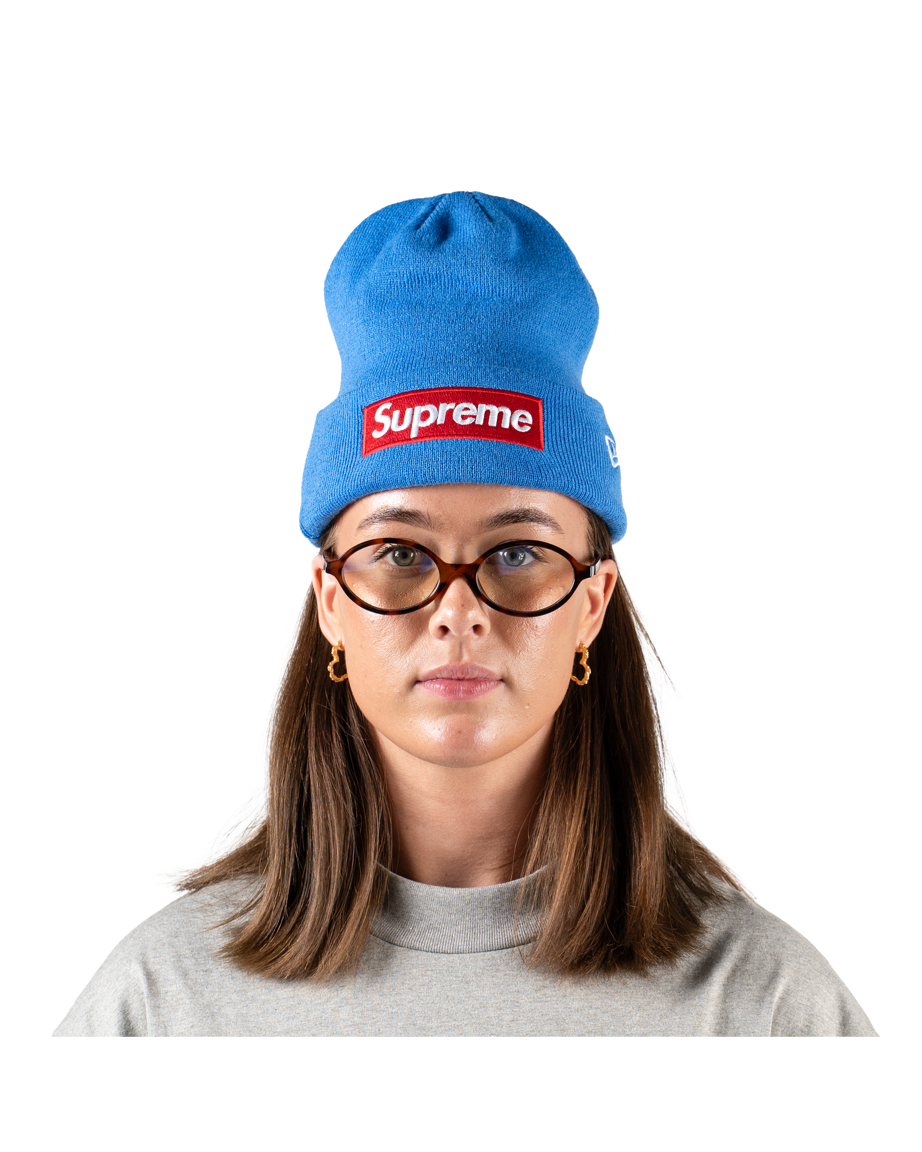 Supreme New Era Box Logo Beanie FW22 Blue