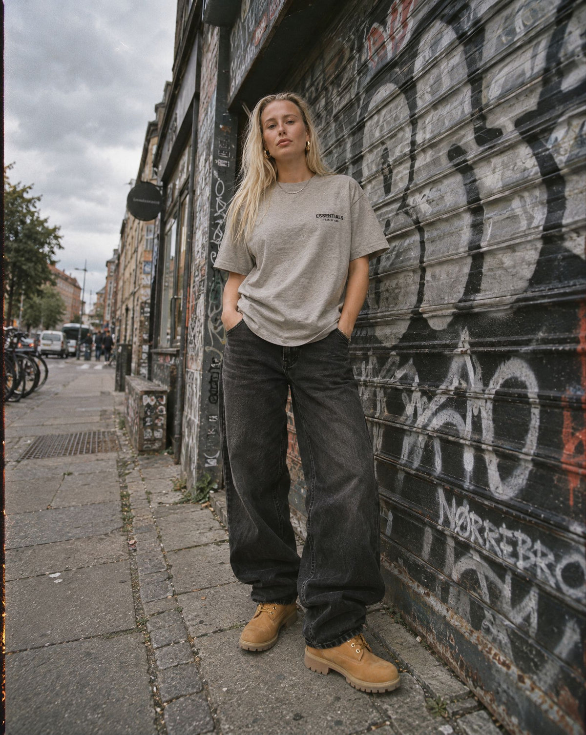 Fear of God Essentials Jersey Crewneck T-Shirt Heather Gray, Timberland 6 Inch Basic Boot Wheat