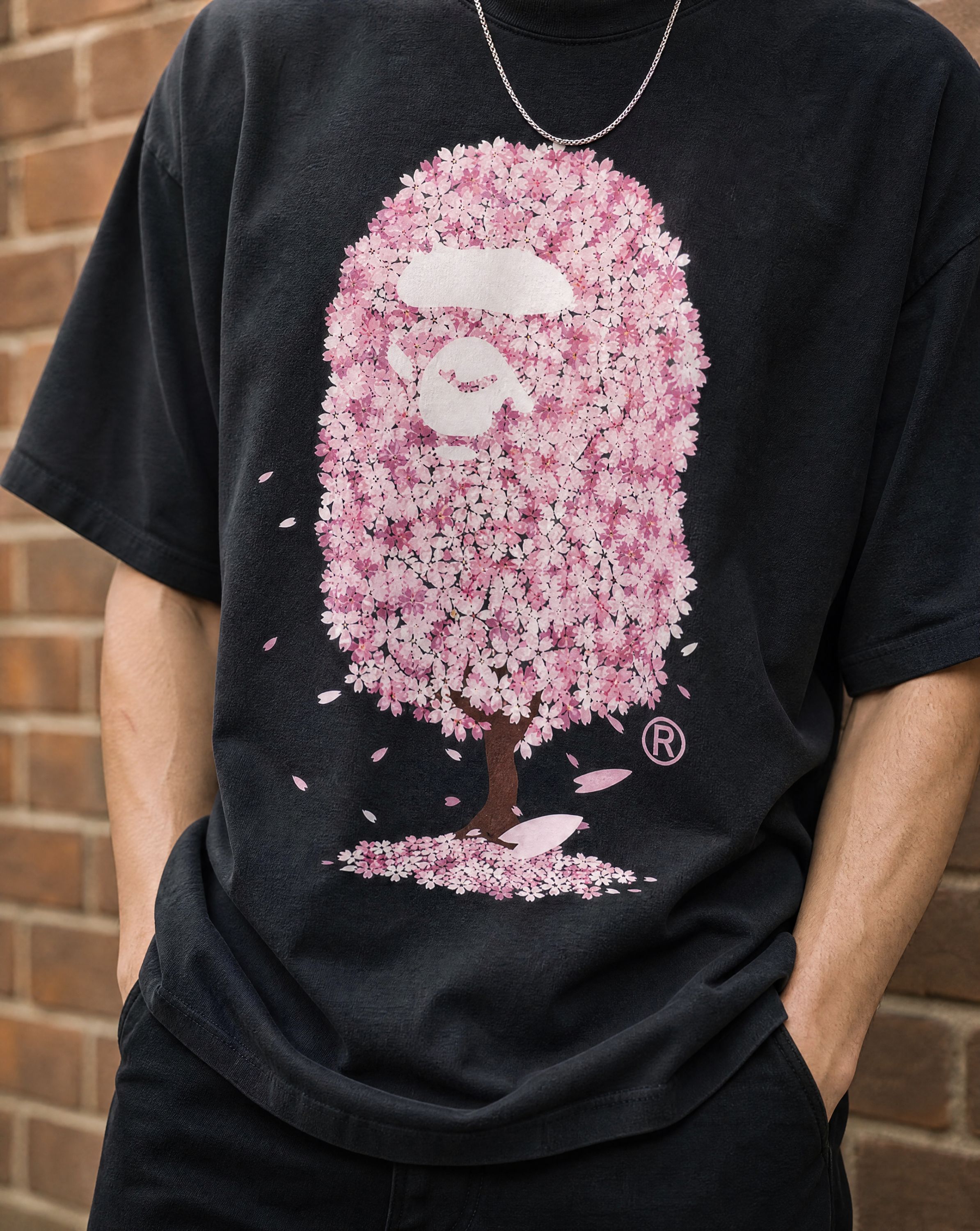 BAPE Sakura Tree Tee Black - print-closeup