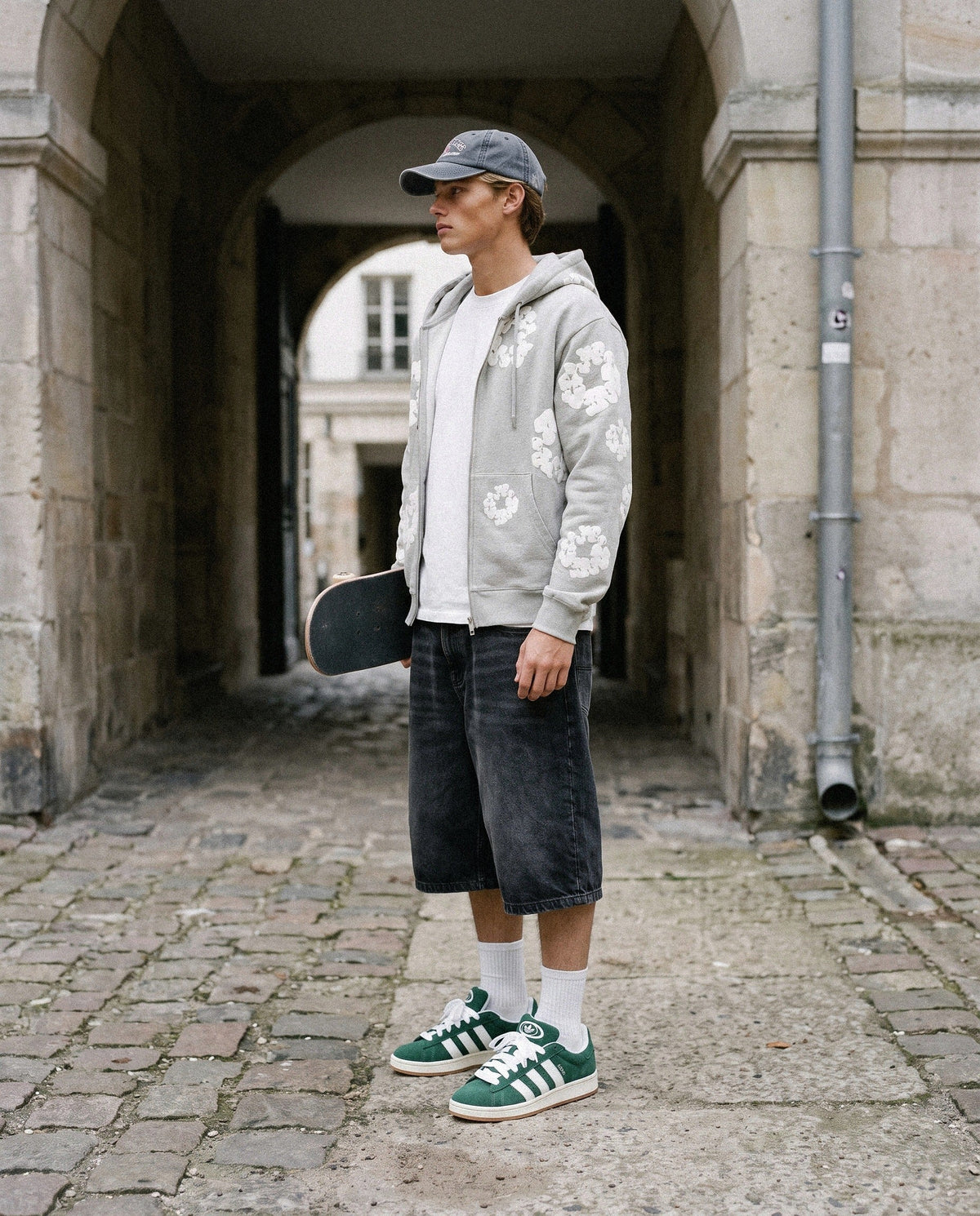 adidas Campus 00s Dark Green Cloud White - on foot