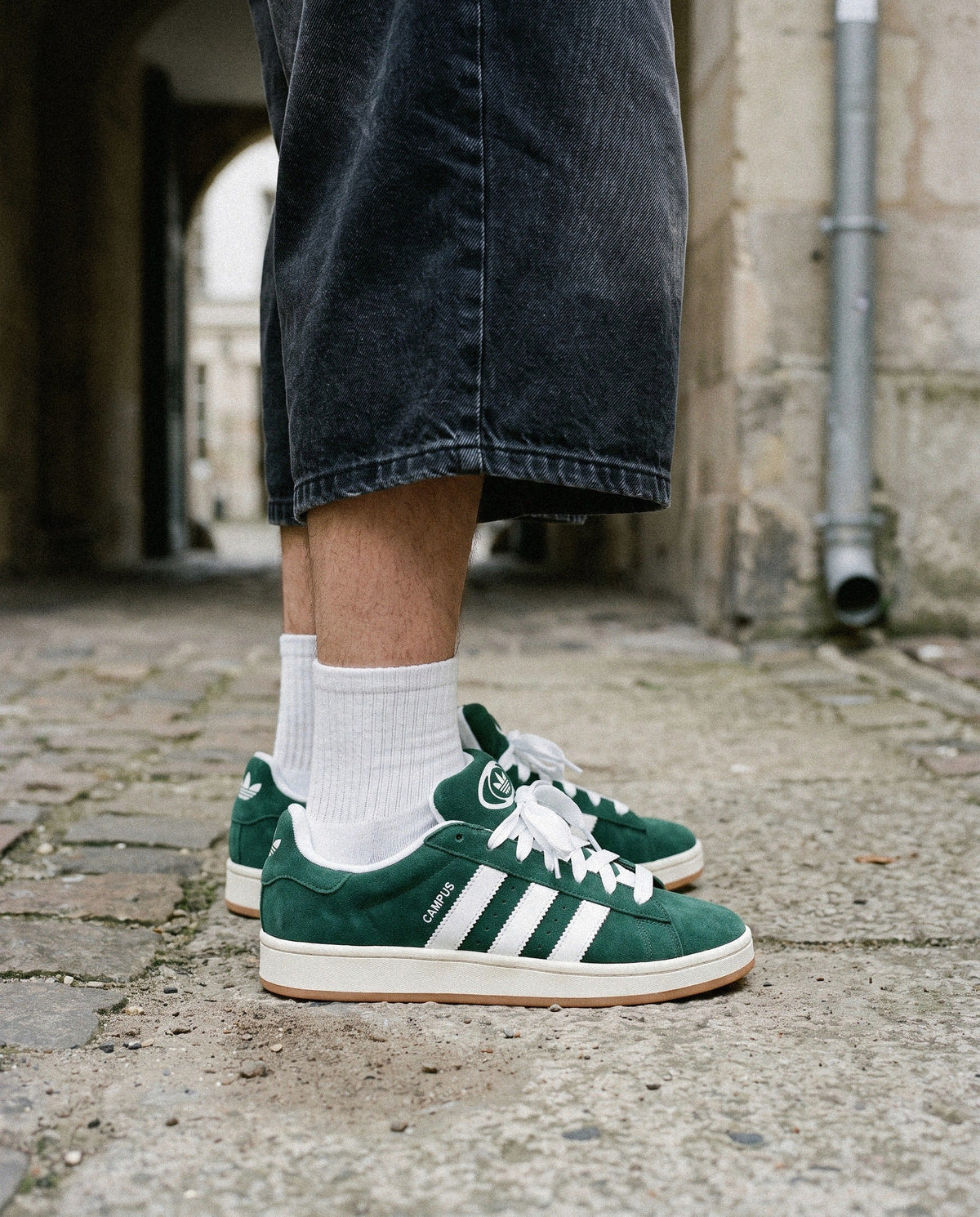 adidas Campus 00s Dark Green Cloud White - on foot
