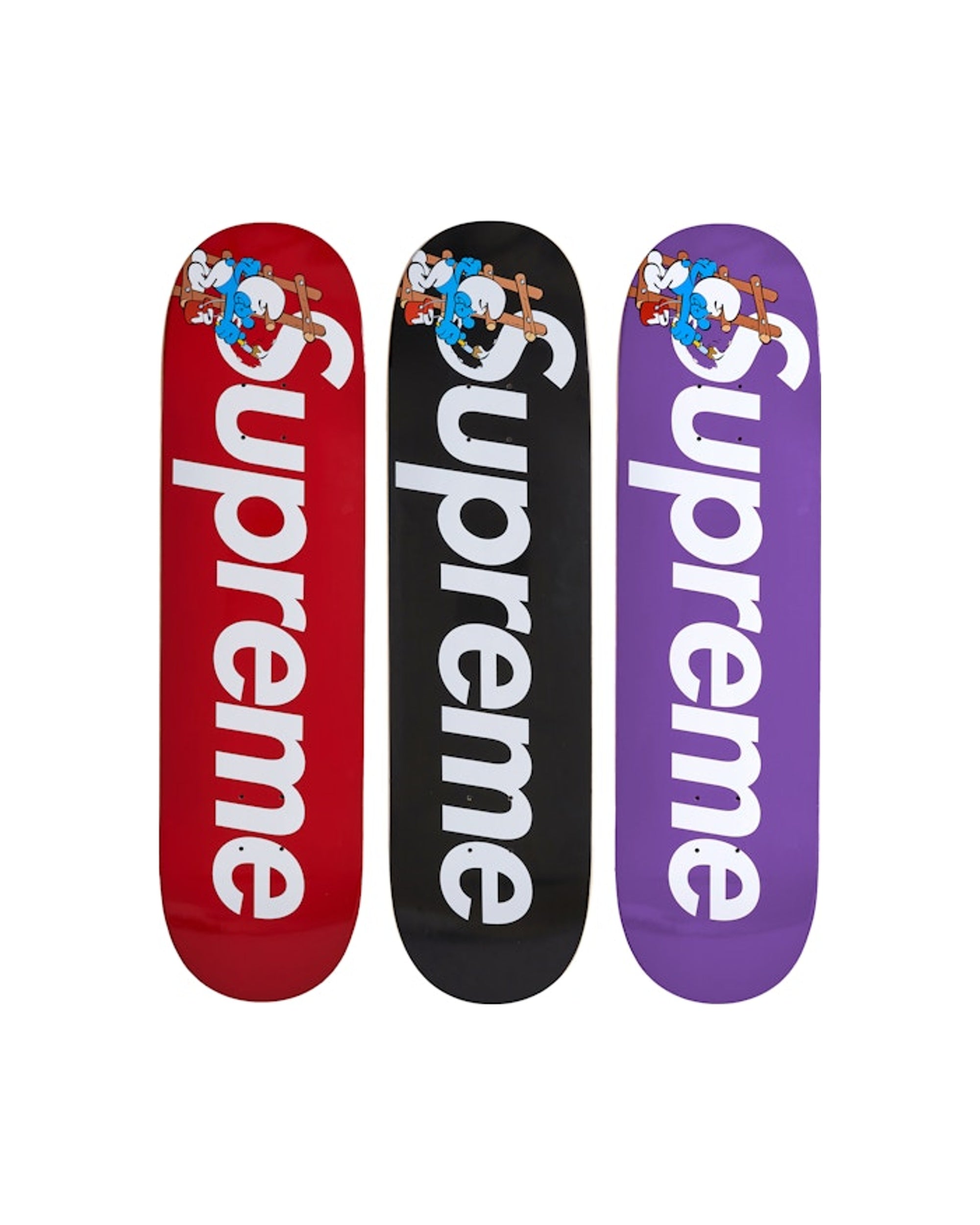 Supreme Smurfs Skateboard Red/Purple/Black Set