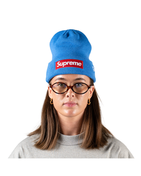 Supreme New Era Box Logo Beanie FW22 Blue