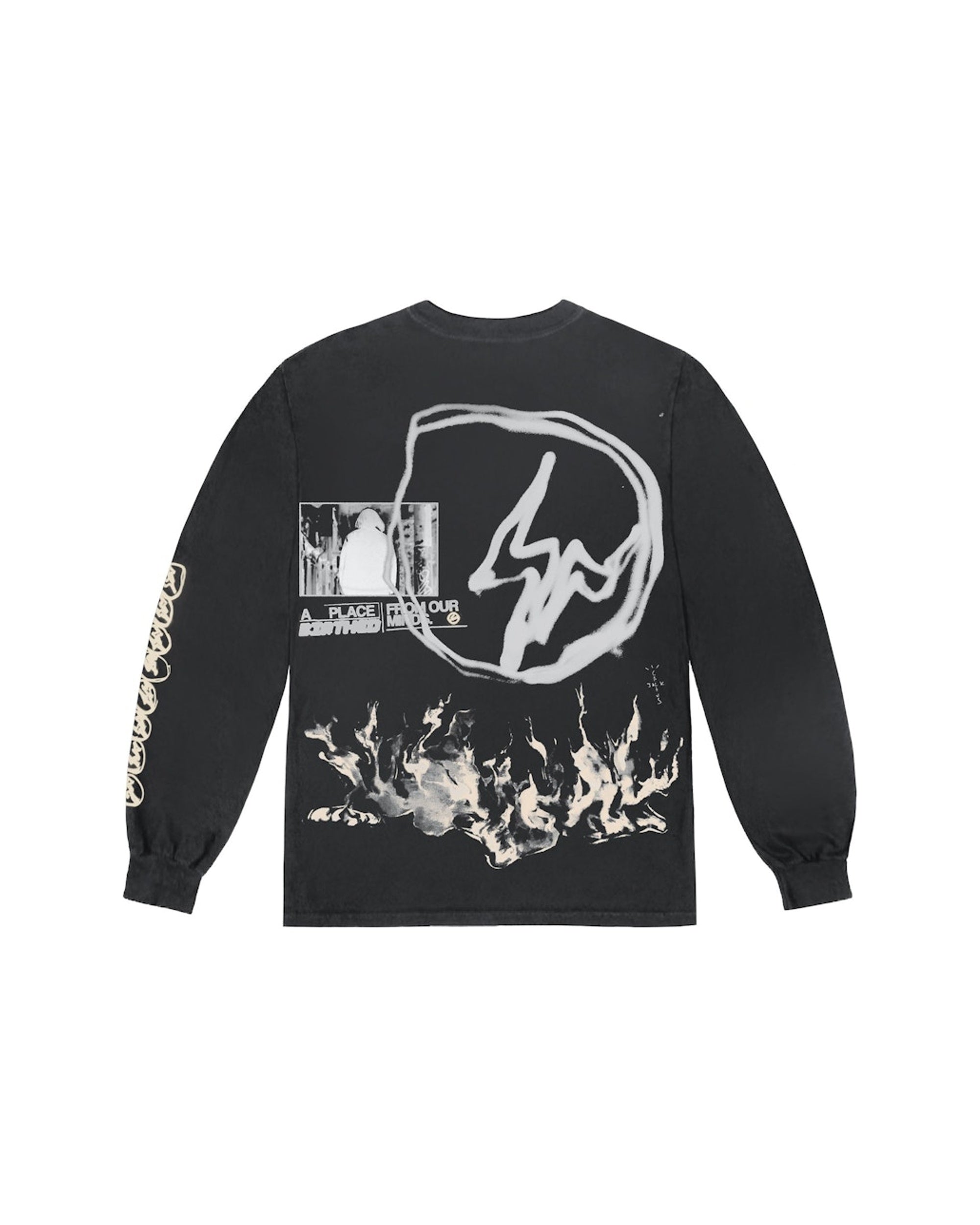 Travis Scott Cactus Jack For Fragment Logo L/S T-shirt Washed Black