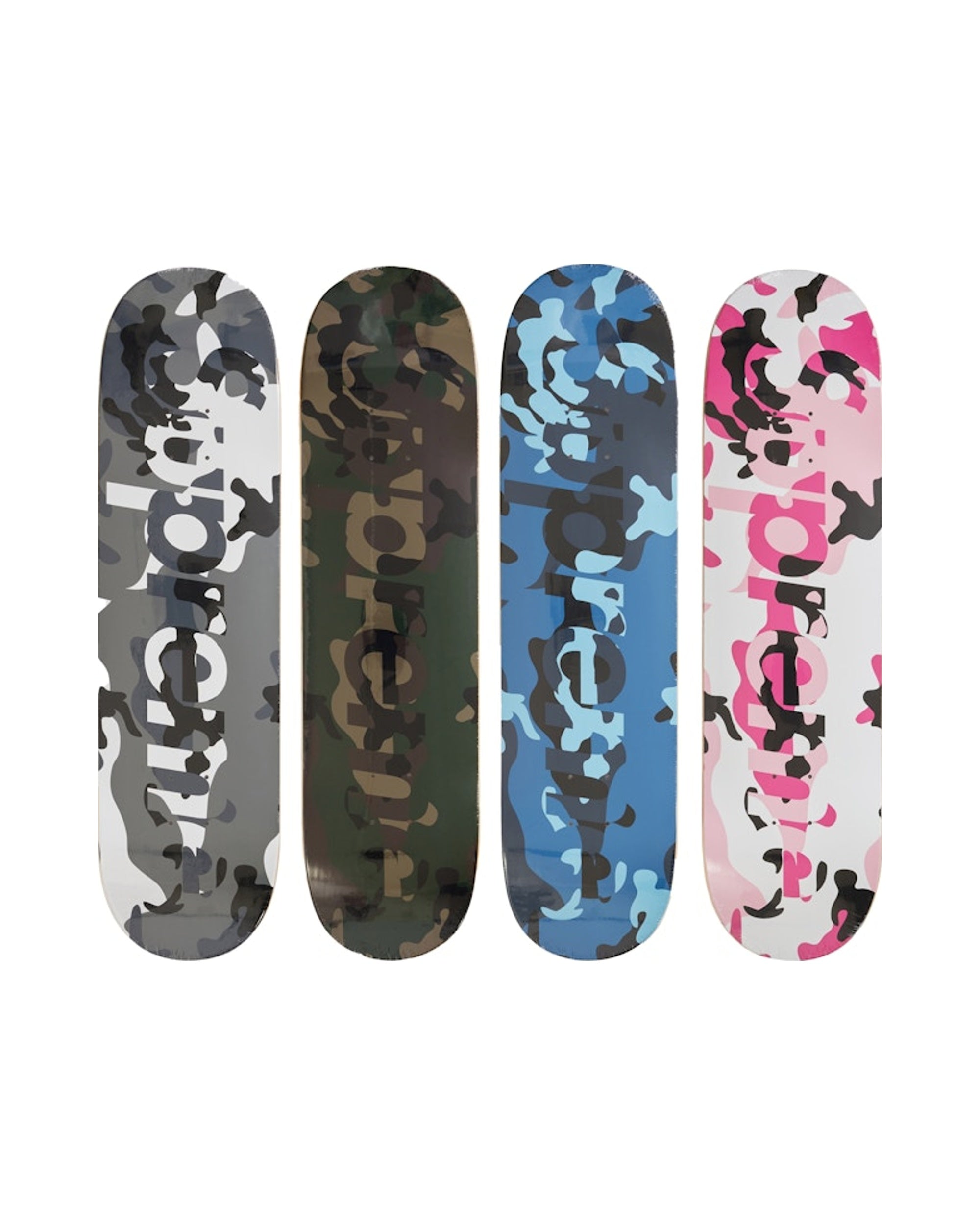 Supreme Camo Logo Skateboard Deck Snow Camo/Woodland Camo/Blue Camo/Pink Camo Set