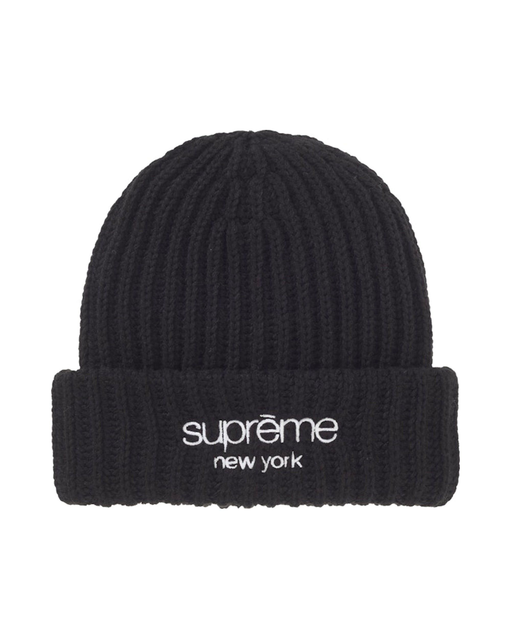 Supreme Chunky Rib Classic Logo Beanie Black