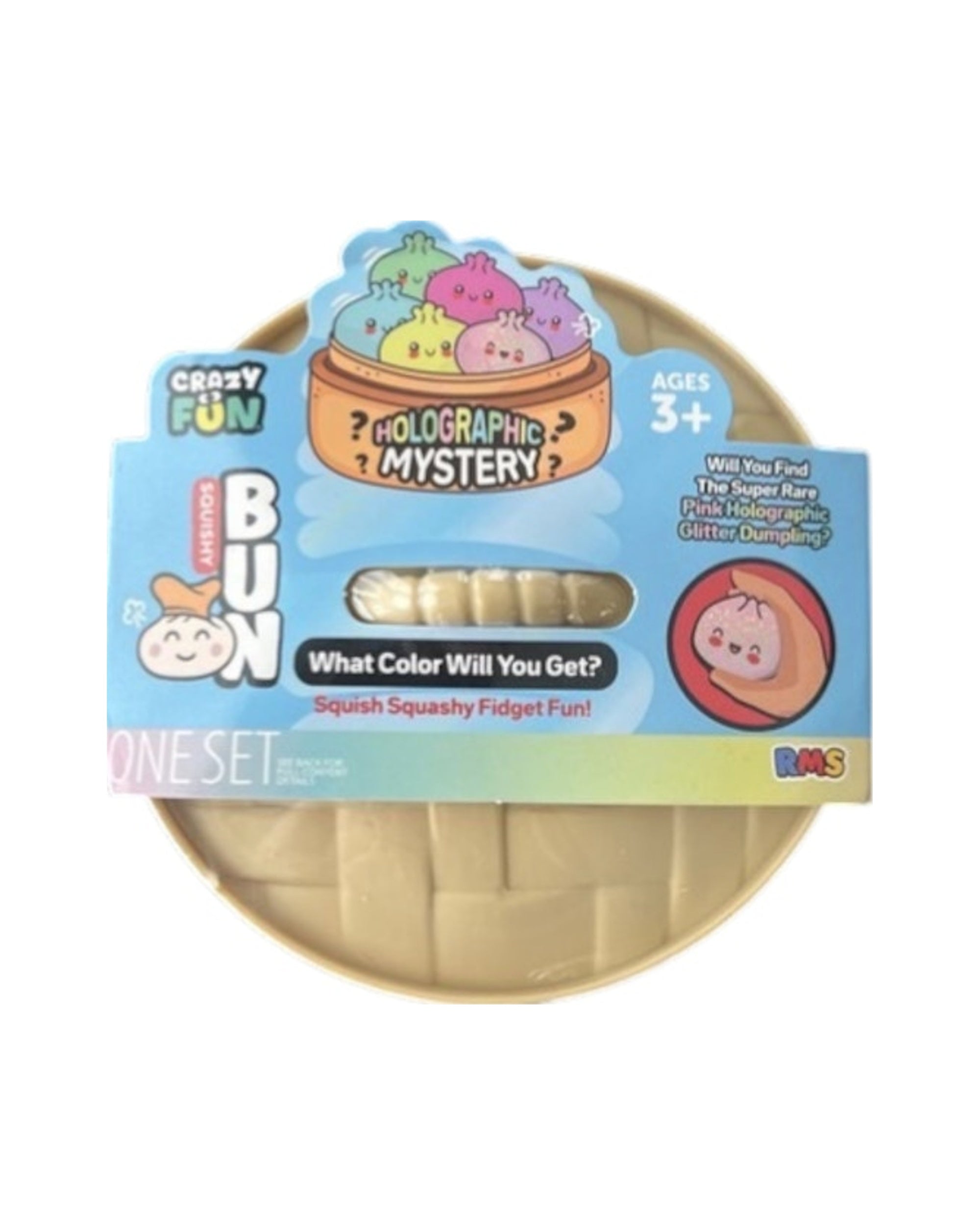 Squishy Bun Holographic Mystery Squishy "Dumpling" (Pink Holographic Glitter Chase Version) Blind Box