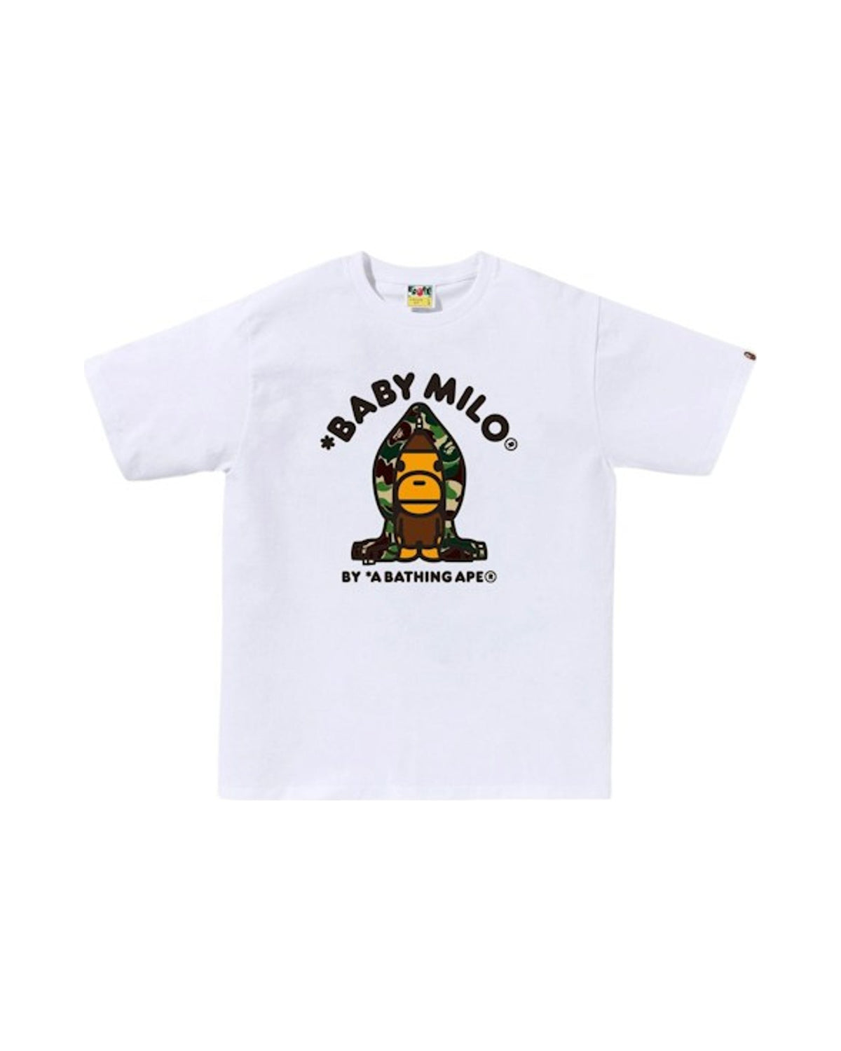 BAPE ABC Army Green Camo Baby Milo Hoodie Tee White