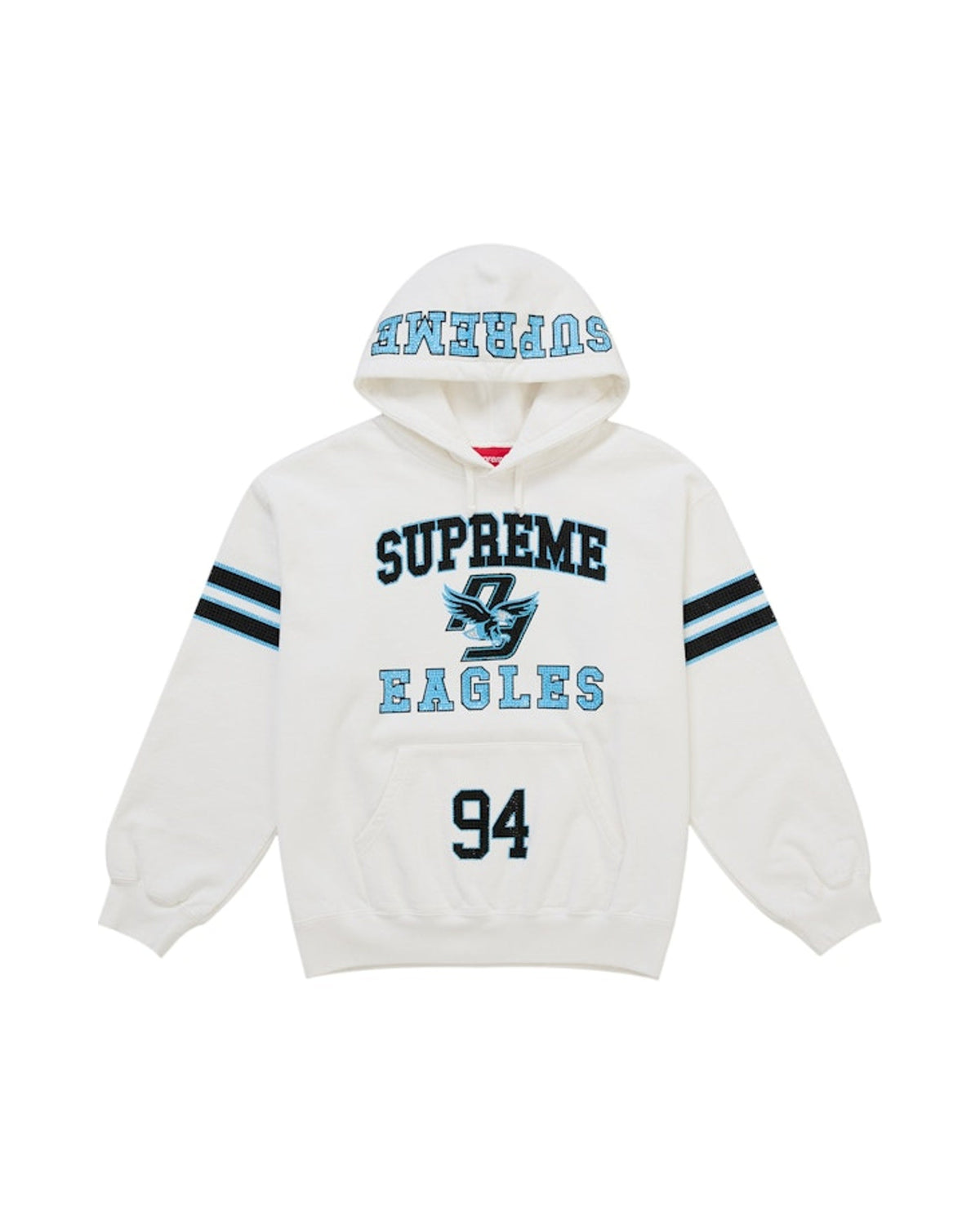 Supreme Rhinestone Eagle Hooded Sweatshirt White