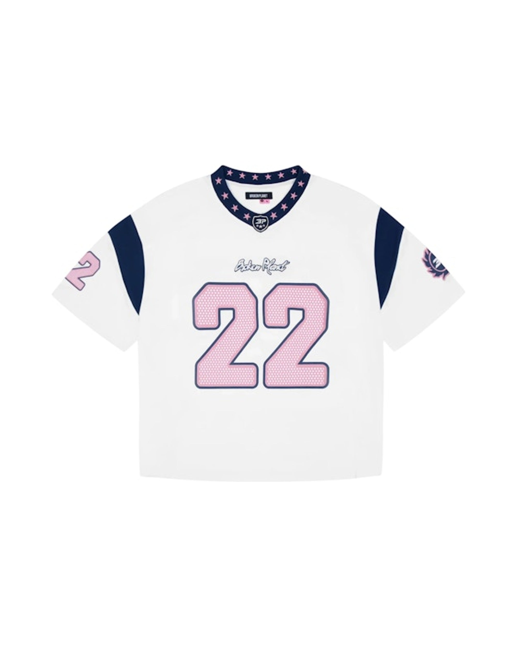 Broken Planet Market All Star Jersey White/Blue/Pink