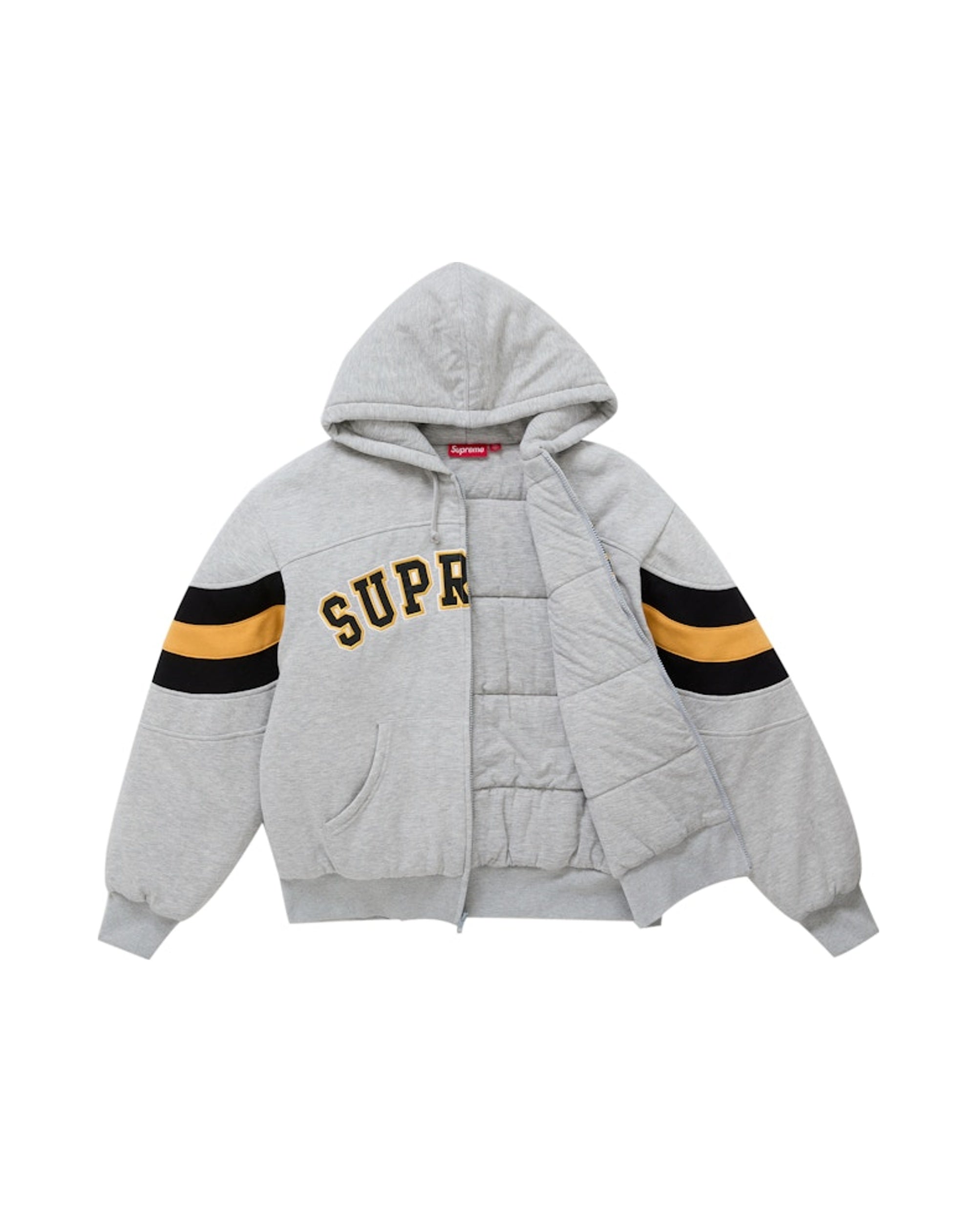 Supreme Filled Zip Up Hooded Sweatshirt Heather Grey